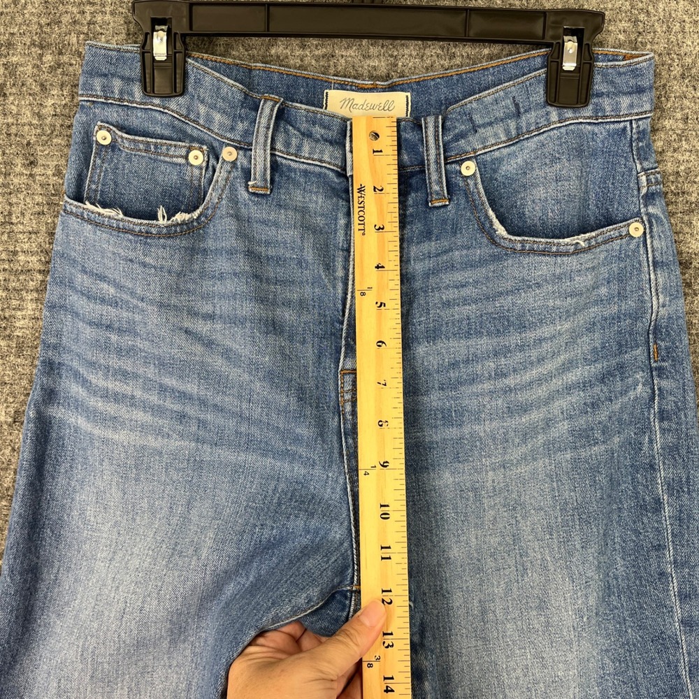 Madewell Slim Wide Leg Crop Jeans Size 29 Raw Hem Modern Denim French Clean Girl - Picture 8 of 10
